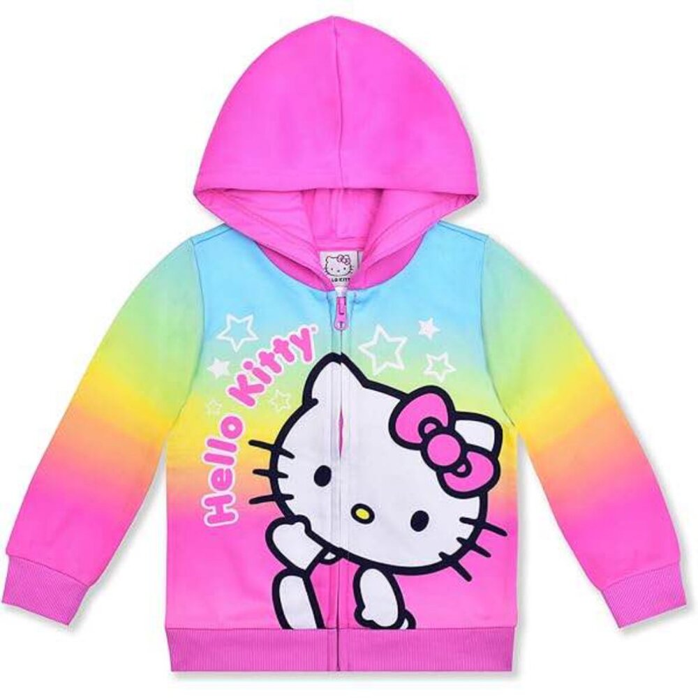 NWT 18 Months Baby Toddler Girl Hello Kitty Hoodie Pink Colourful Pretty Rainbow